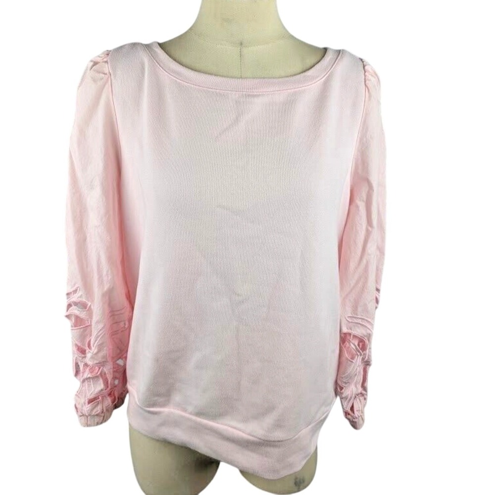 Inc International Concepts Eyelet Embroidered Sweatshirt Pink Size L
